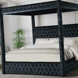 Upholstered Canopy Bed frame New