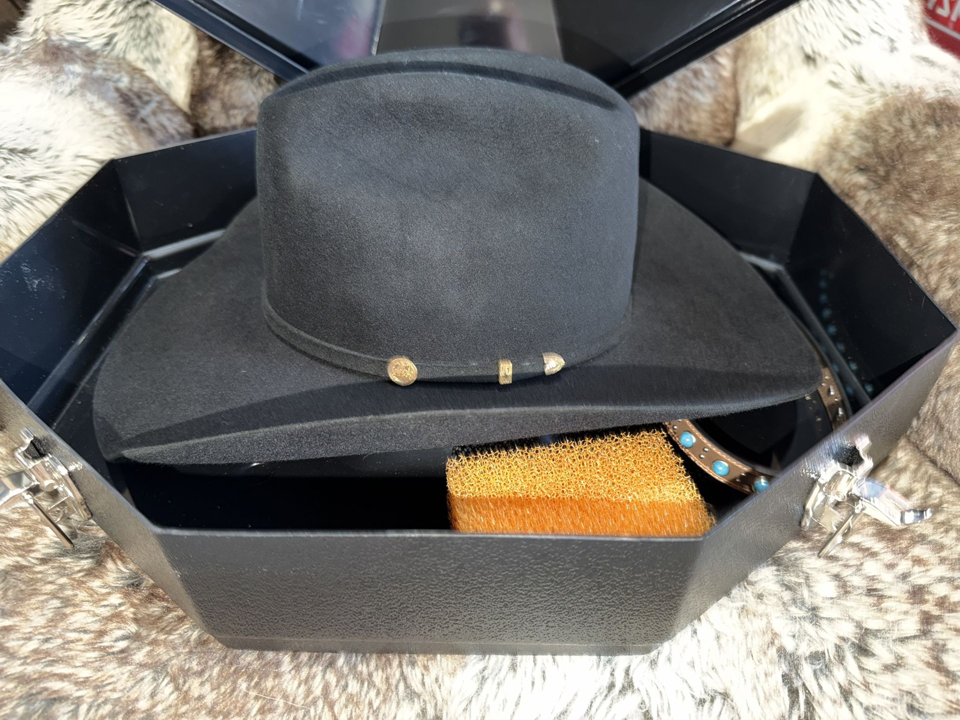 Stetson 100X El Presidente Beaver & Cashmere Size 7 1/8 Cowboy Western Hat