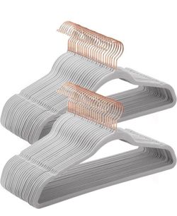 Gray velvet non slip adult hangers