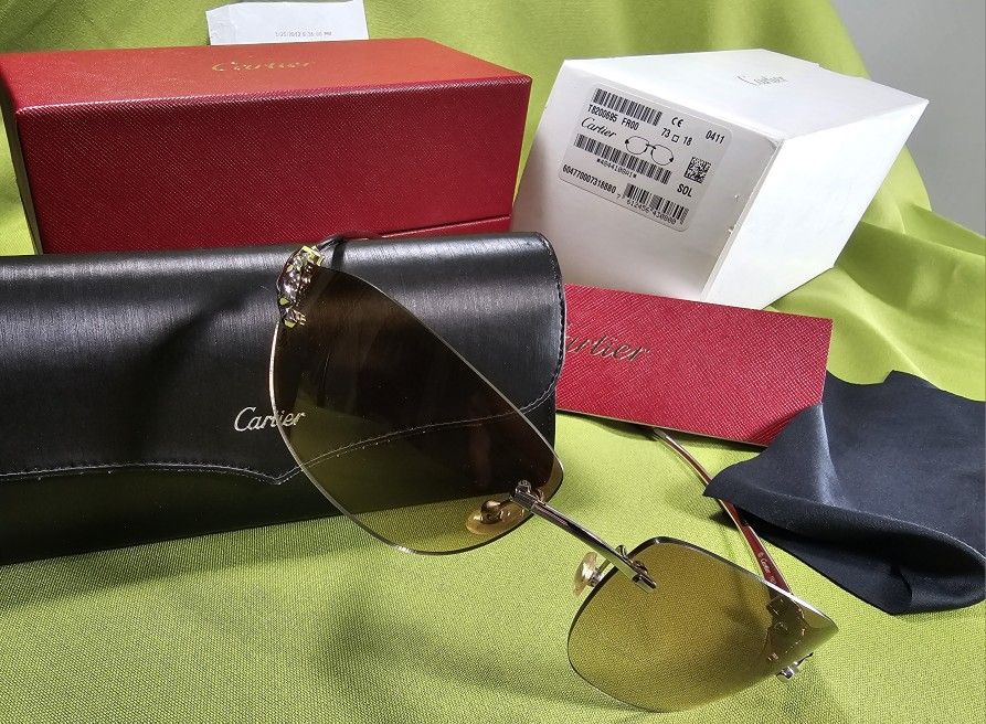 CARTIER PANTHER sunglasses, Model T(contact info removed), Brand new, Silver with Brown Lens