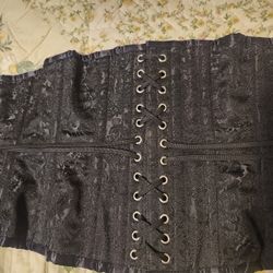 Corset Steel Boned  Black Filigree 
