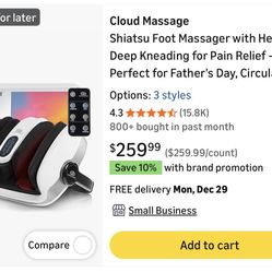 Cloud Massage Shiatsu Foot Massager with Heat – Deep Kneading for Pain Relief