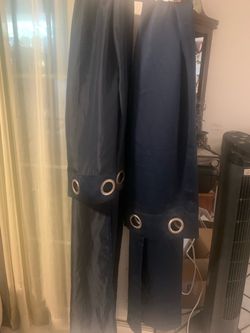 Navy Blue Curtain with Decorative Metal Grommet