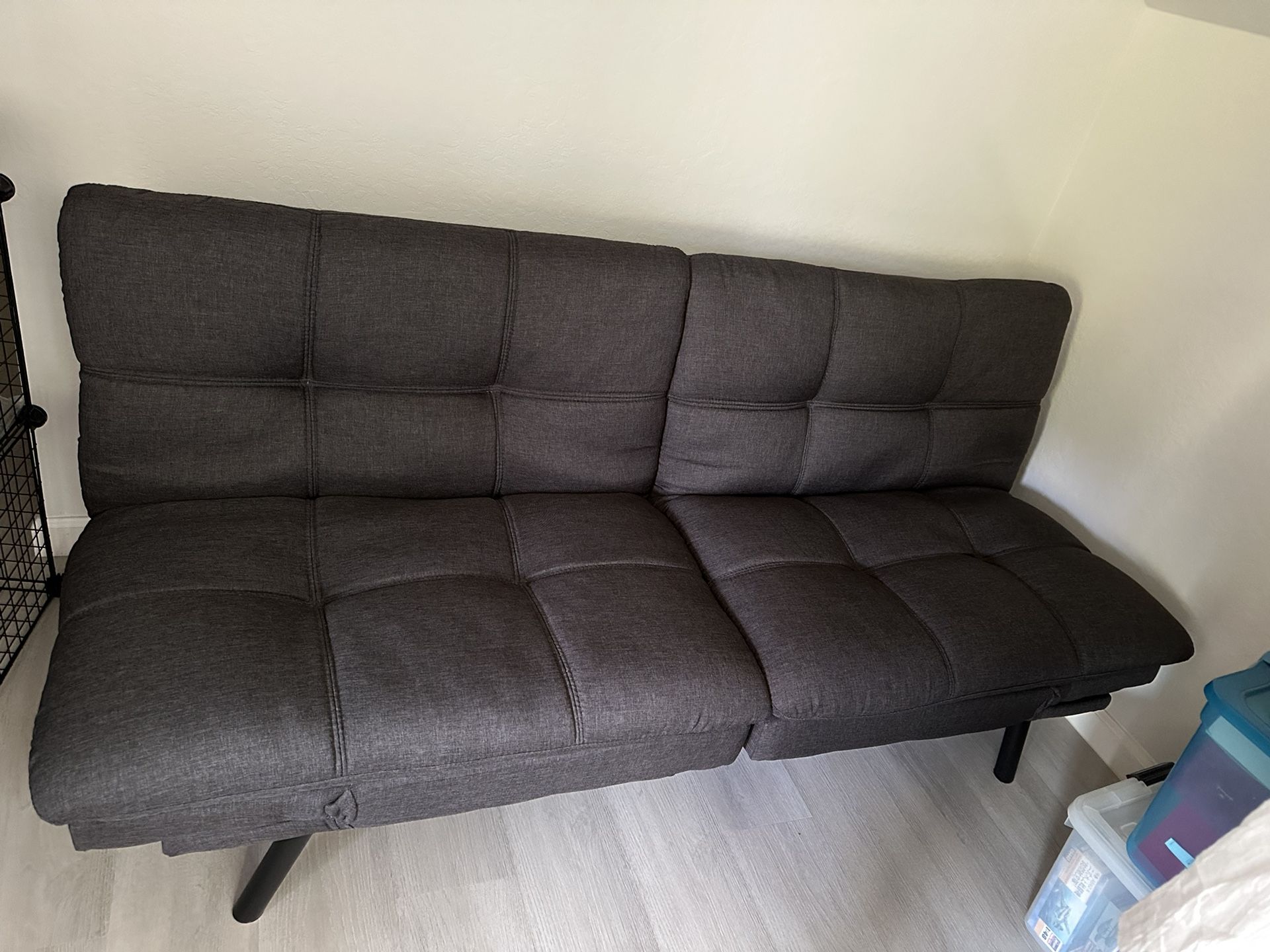 72” Wide Linen Convertible Sofa With Adjustable Armrests - Like New