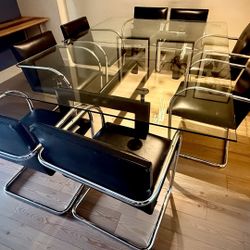 Large dining table and 8 chairs 