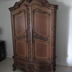 Armoire with 5 Drawers, 2 Doors, 48” TV Wood  Cherry  (TV  Not Included)