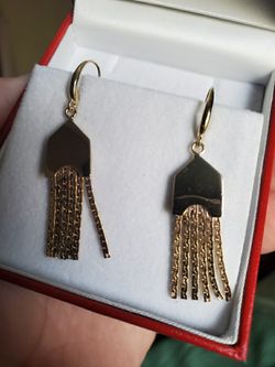 Gold hand made earrings Hand made..14k gold