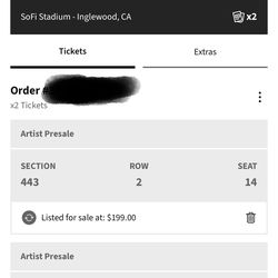 Kanye West Sofi 2 Tickets April 1 (443 Row 2)