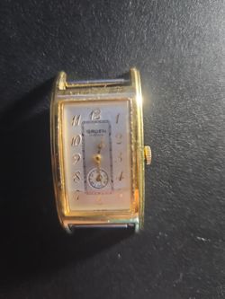 Gruen Curvex rectangular tank dress watch with an Art Deco sector track