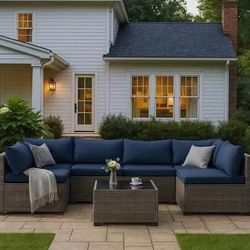 Assembled New 7-Piece Outdoor Wicker Patio Sectional Set Furniture Rattan Couch Conversation