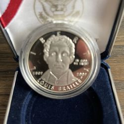 2009 Silver 1oz Louis  Braille Coin And Holder