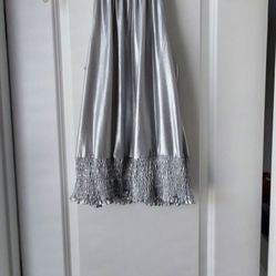 Essentials by Milano Silver High Neck Halter Smocked Bottom Small Glam Shimmer 