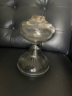 Vintage Glass Pedestal Oil Lamp Clear