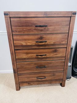Rustic 5-Drawer Wood Chest