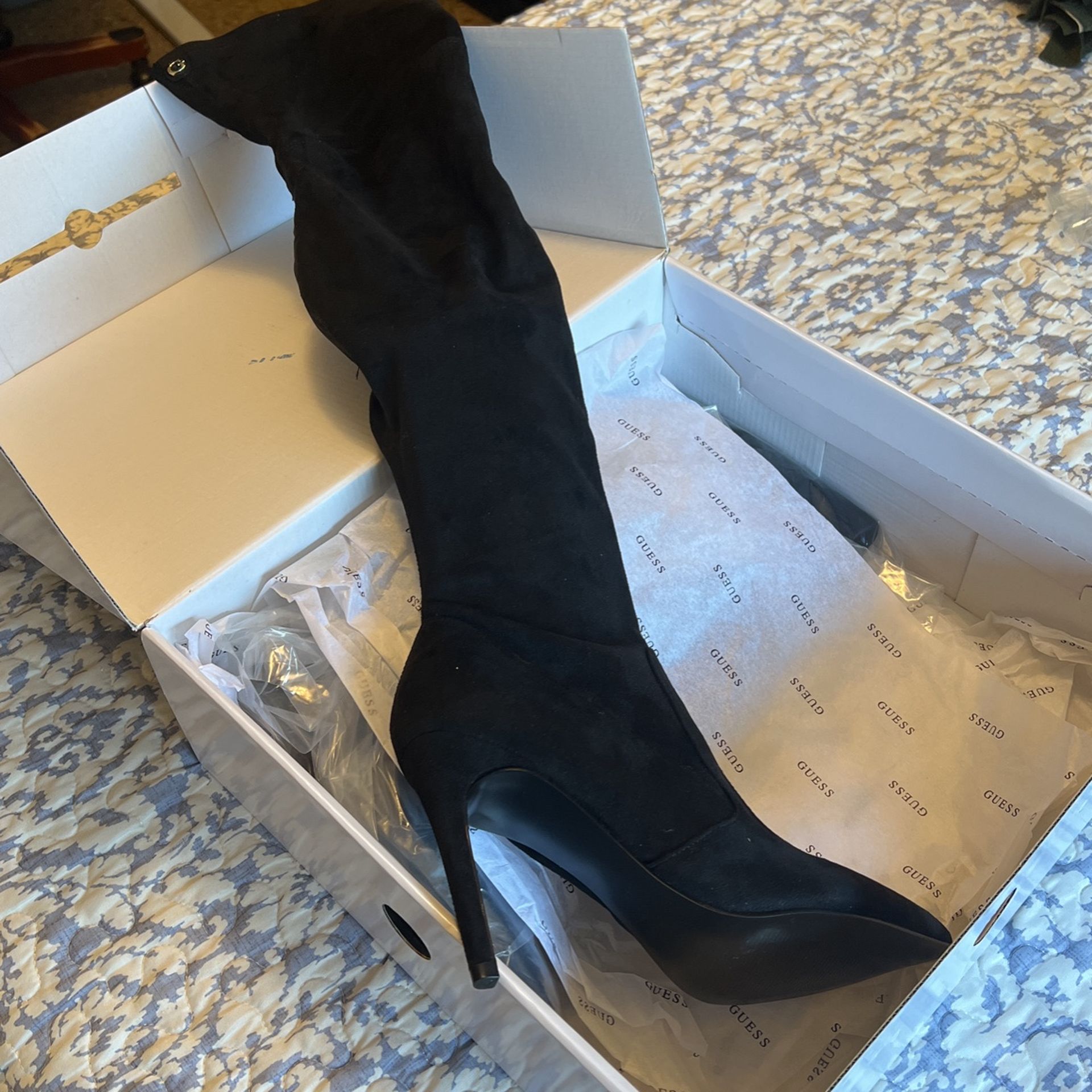 Guess Womens Bonis2 Faux-Suede Over-The-Knee Boots