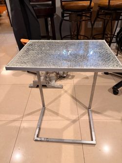 Silver mirrored side table