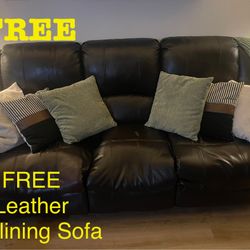 FREE CHOCOLATE BROWN LEATHER Reclining SOFA