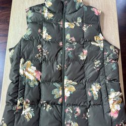 Women Clothes-Lands' End Floral Puffer Vest