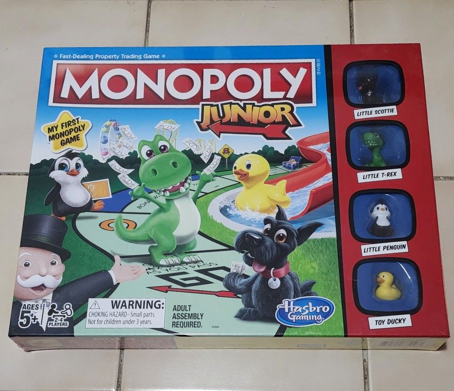 Monopoly Junior Board Game for Kids Ages 5 and Up, 2-4 Players, Family Games  Hasbro Gaming