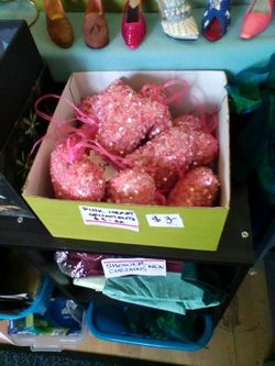 New sequin pink heart ornaments have at least 30