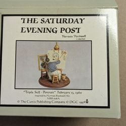 The Saturday Evening Post Norman Rockwell Triple Self Portrait Figurine 1999