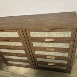 2 Tall Dressers Walnut 