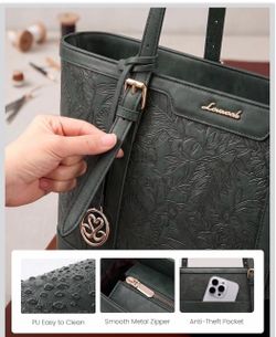 Lovevook Green Floral Embossed PU Tote Bag
