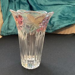 Small Glass Flower Vase With Colored Design