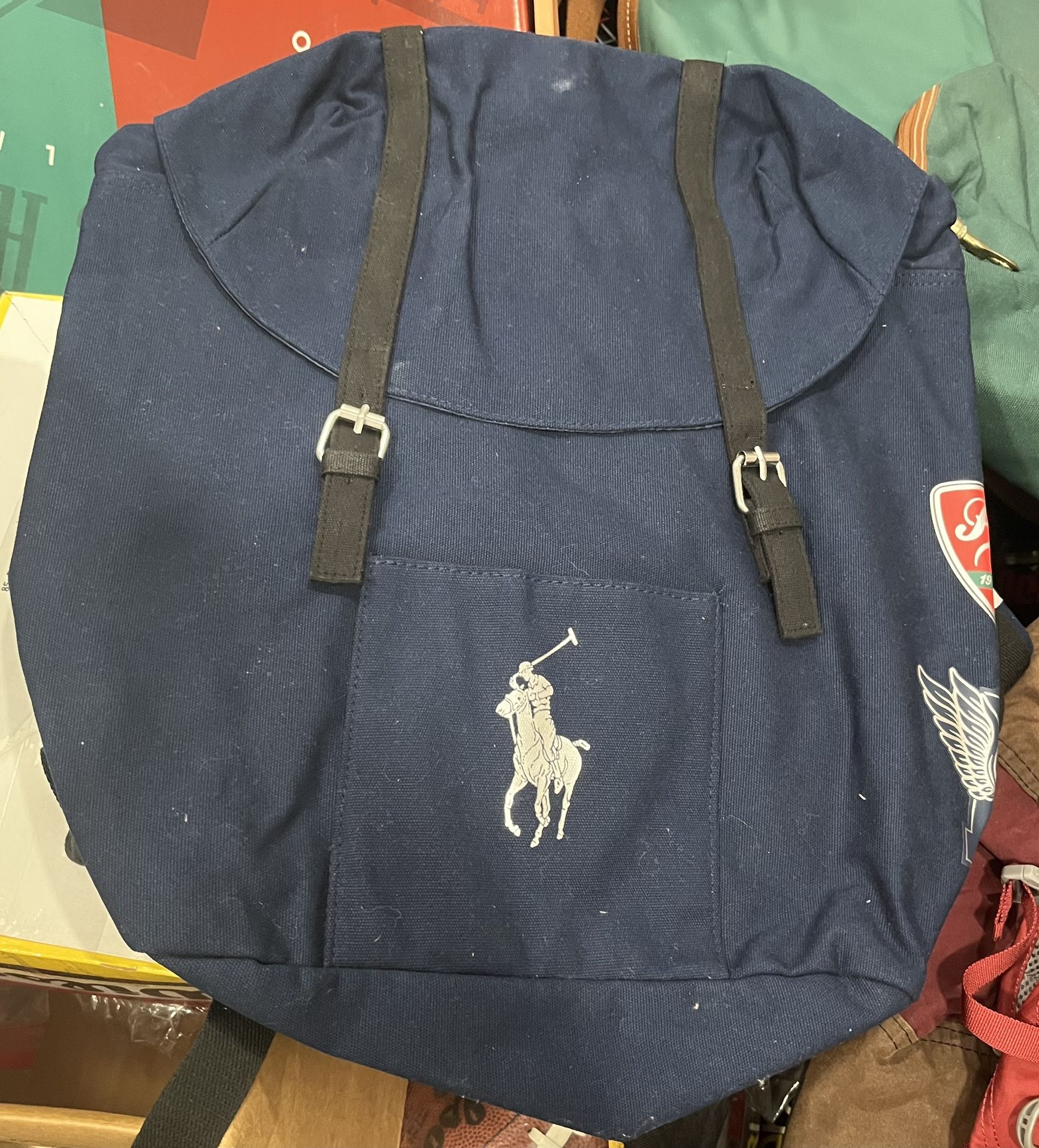 Polo Ralph Lauren Fragrances Backpack Blue Canvas 1967 RL Wing Logo Rucksack