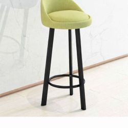Generic Bar Stools Linen Fabric Breakfast Counter Chairs with Backrest set of 2