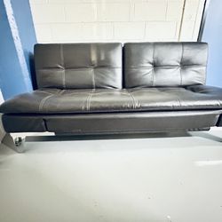 Modern Office quality Split Back Futon W/ Geometric Chrome Frame.