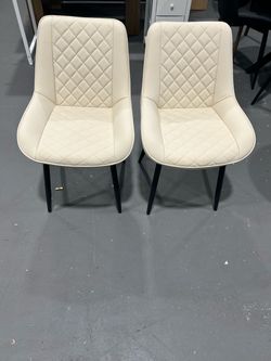 New-Dining Chair, Modern Dining Chairs with Thick Cushions, Faux Leather Upholstered Kitchen Dining Room Chairs with Metal Adjustable Legs for Dining 