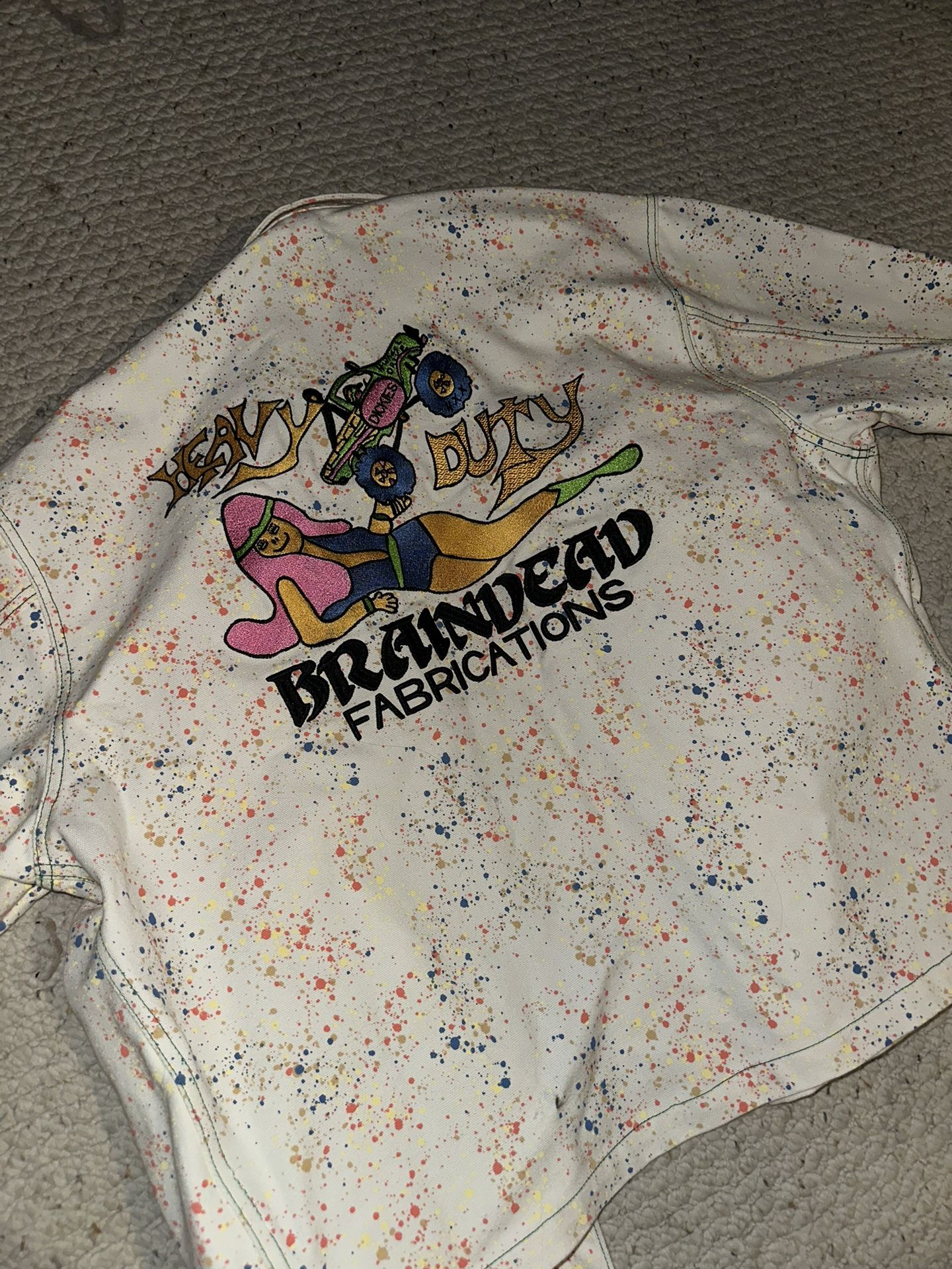 BRAIN DEAD DICKIES GARDENING JACKET WHISPER WHITE Paint Splatter