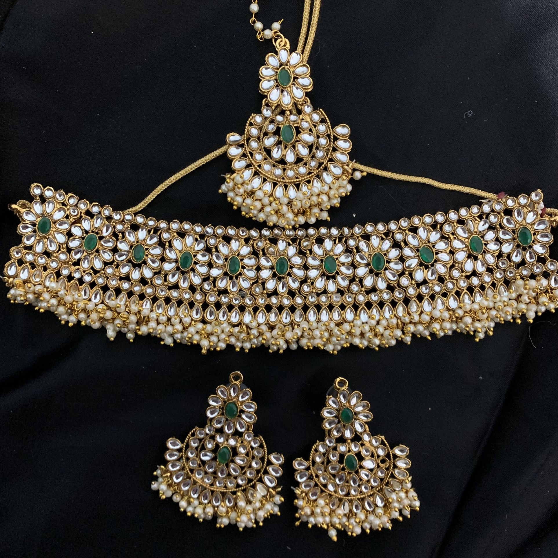 Polki Pearls Necklace Choker Pakistani Bollywood Jewellery 