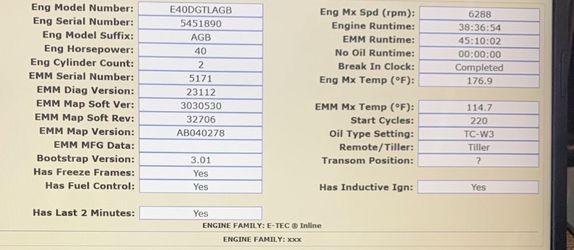 Evinrude E-TEC 40HP Tiller Outboard – 38 Hours – Runs Excellent