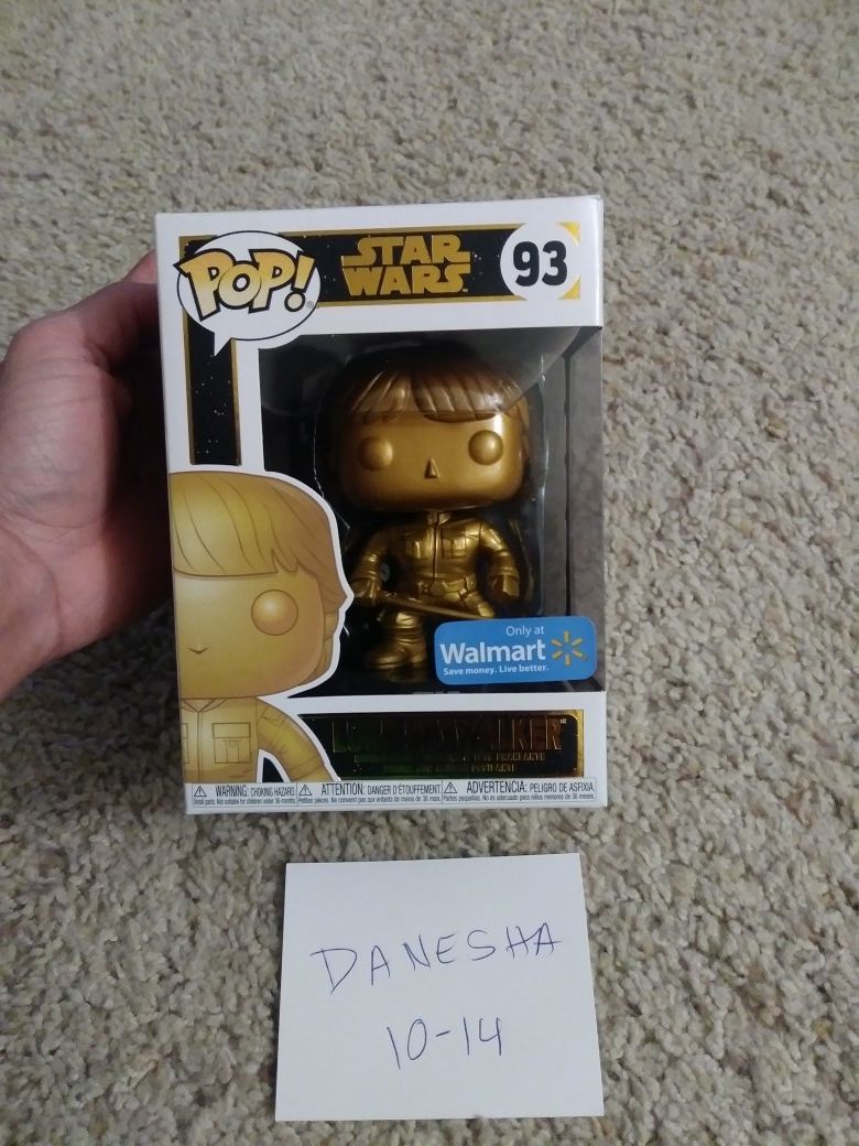 Star Wars Luke Skywalker, gold metallic, funko pop, walmart exclusive