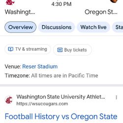 WSU Cougars Vs OSU Beavers 2 Tickets