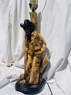 Rare Vintage Cowboy Table Lamp Great Condition Working