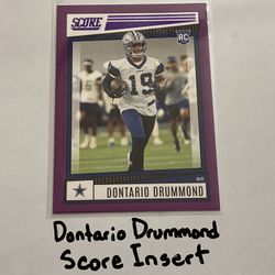 Dontario Drummond Dallas Cowboys WR Score Short Print Insert Rookie Card. 