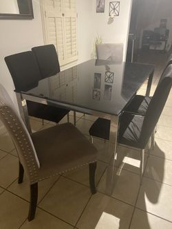 Black Glass Dining Room Table