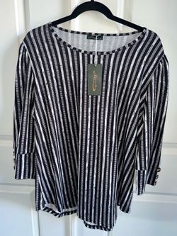 XL black white striped shirt BNWT