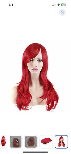 Akstore 28 inch Fashion Wigs Long Wavy Curly Hair Cosplay Wig (Red)