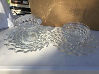 Large set of vintage fostoria crystal glass teacups cups saucers