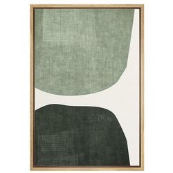 24 x 36 Green Geometric Canvas Print Wall Art in Faux Wood Floating Frame