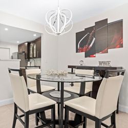 Round Glass Dining Table For 4  With Bar Table 