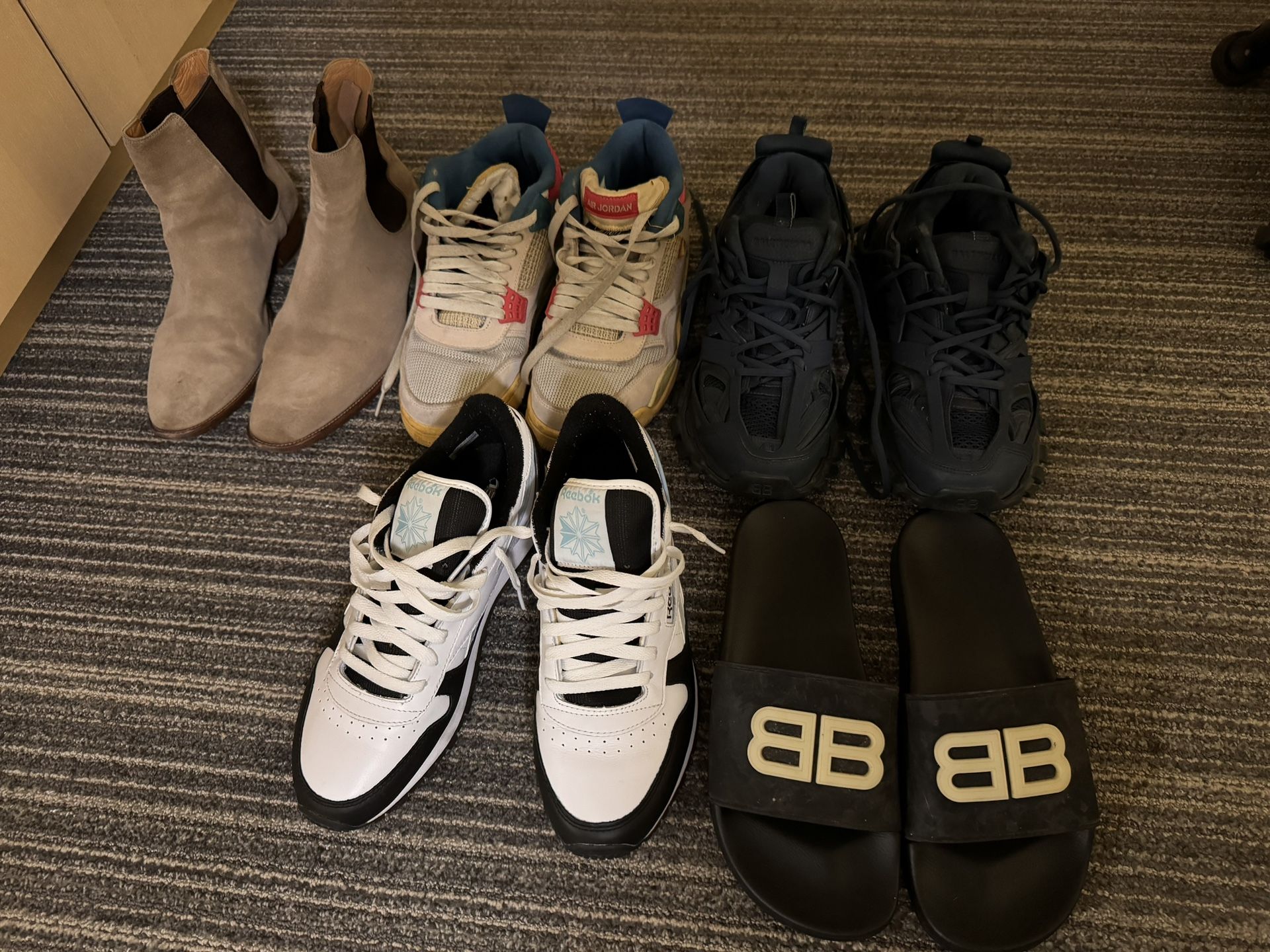 Brand Designer Shoes 5 Pairs + 2 t - shirts Balenciaga And Moncler 