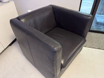 Dark Gray Leather Club Chair