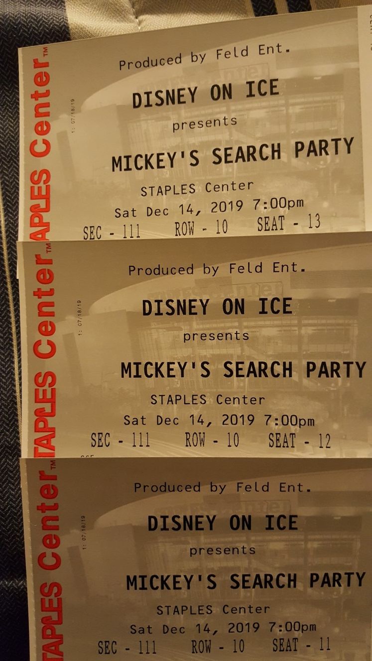 Disney on Ice Mickey's Search Party 3 tickets 12/14/2019 7pm