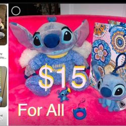 $15 Big Bundle of Disney Stitch 12” plushie,Keychain Plushie,phone accessorie and figurine,gift bag