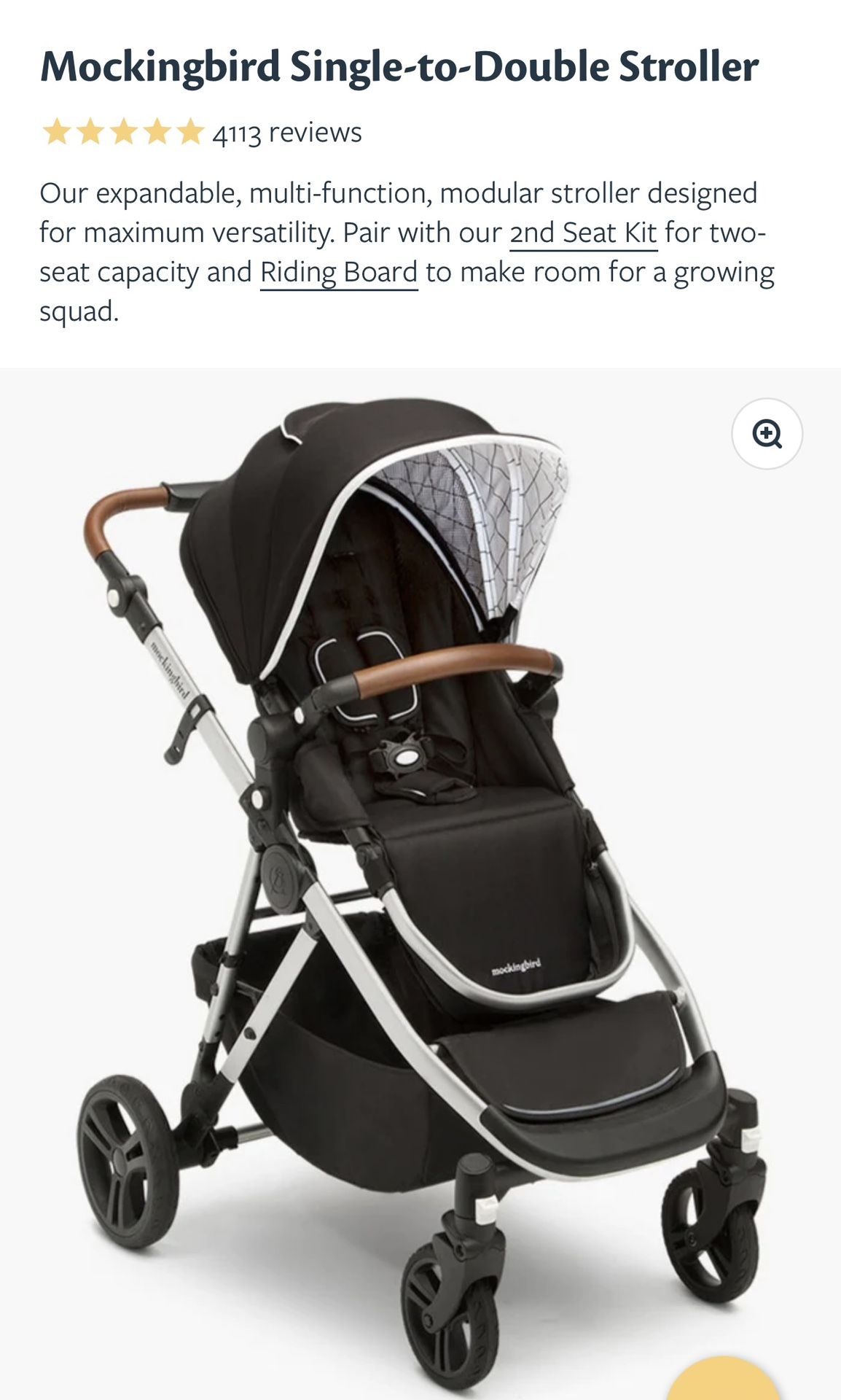 Brand new Mockingbird Single to Double stroller